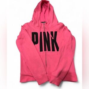 Victoria's Secret Neon Pink Zip-Up with Black Logo